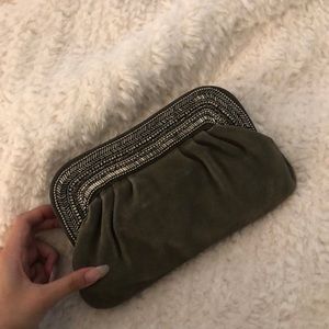 BNWT Anthropologie suede clutch